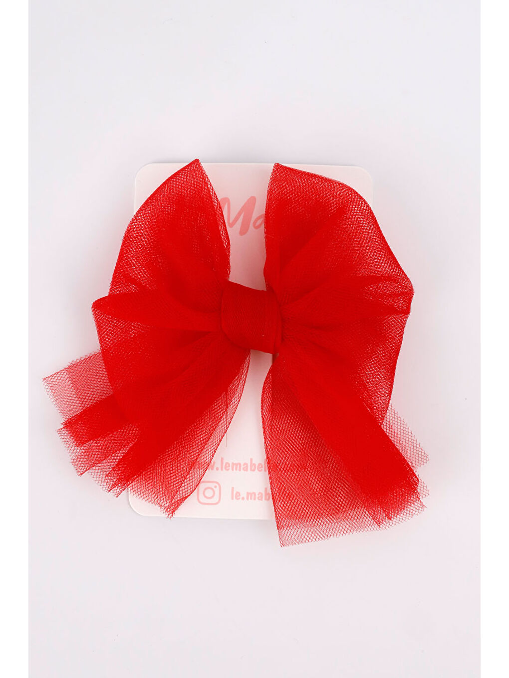 Kırmızı Tül Fiyonk Kız Çocuk Klips Toka-1