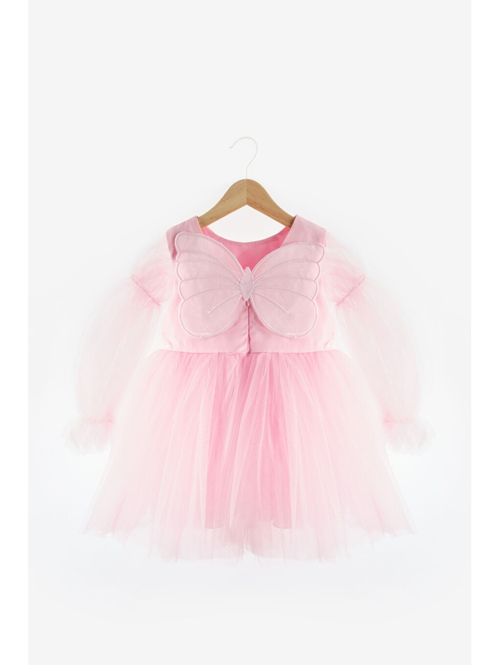 Pembe Kelebek Kanatlı Kız Çocuk Elbise - Kate-5