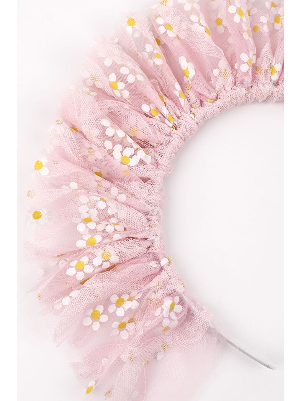 Pembe Üzeri Papatyalı Kız Çocuk Tül Taç-1