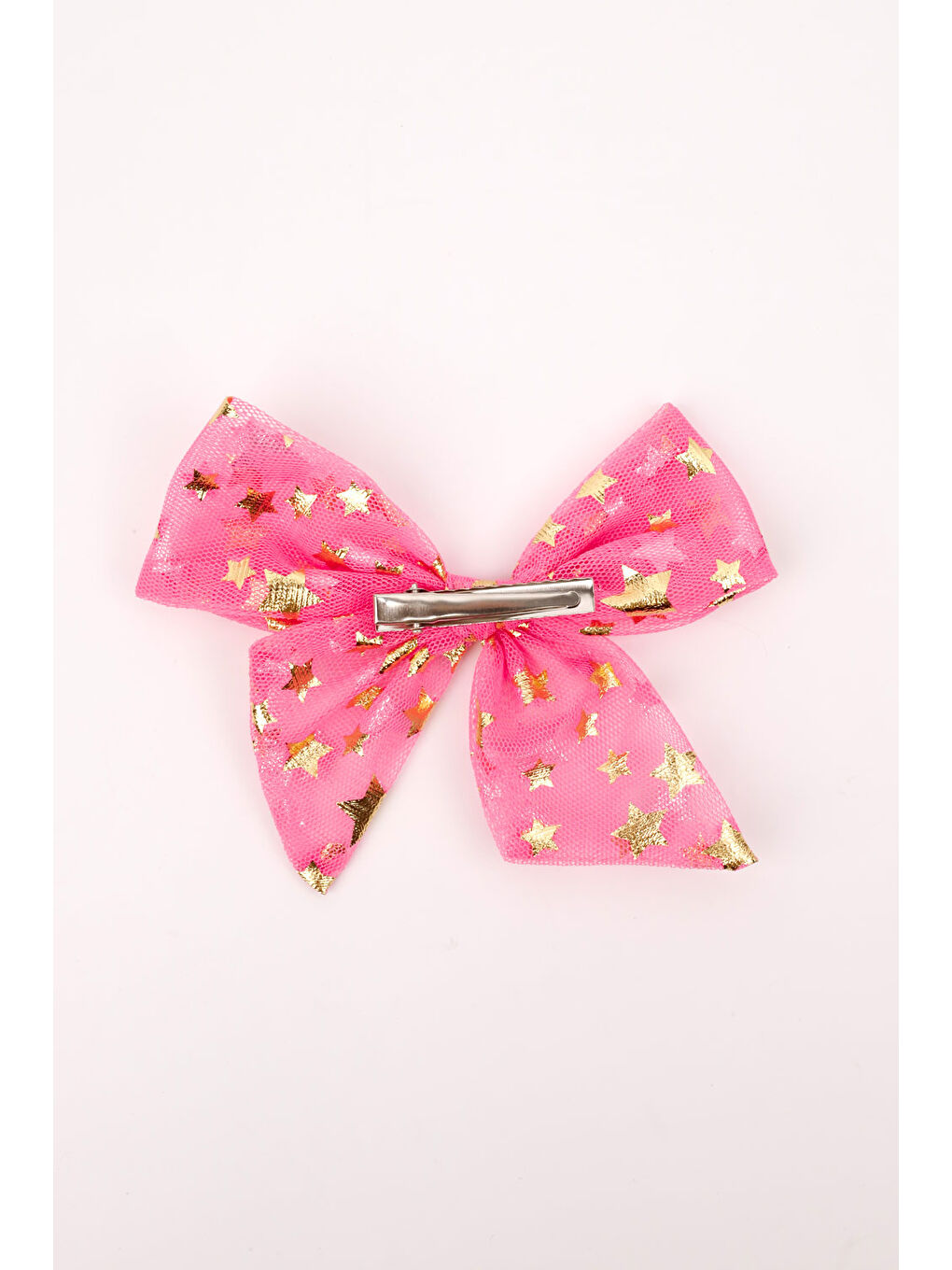 Pembe Yıldız Baskılı Tül Kız Çocuk Klips Toka-2
