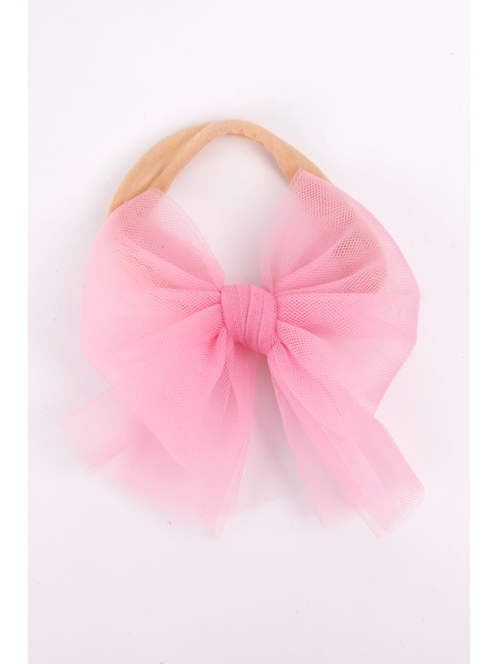 Pembe Tül Fiyonk Saç Bandı-1