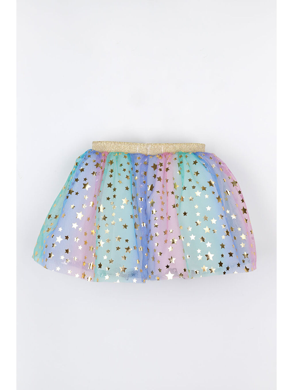 Karışık Çok Renkli Yıldız Baskılı Kız Çocuk Tül Etek - Pauline-1