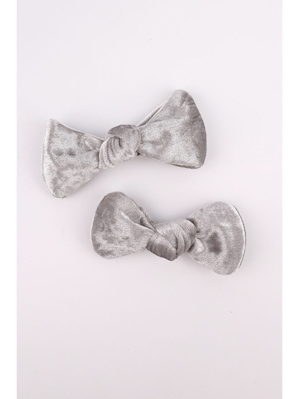 Gri 2'li Kadife Kız Çocuk Klips Toka-1