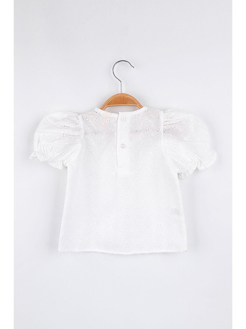 Beyaz Kısa Kollu Fisto Kız Çocuk Bluz-2