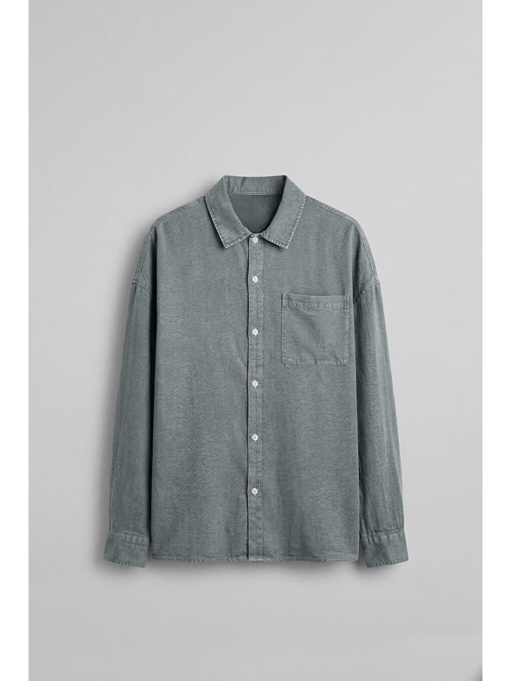 Erkek Oversize Yıkamalı Gömlek Gri