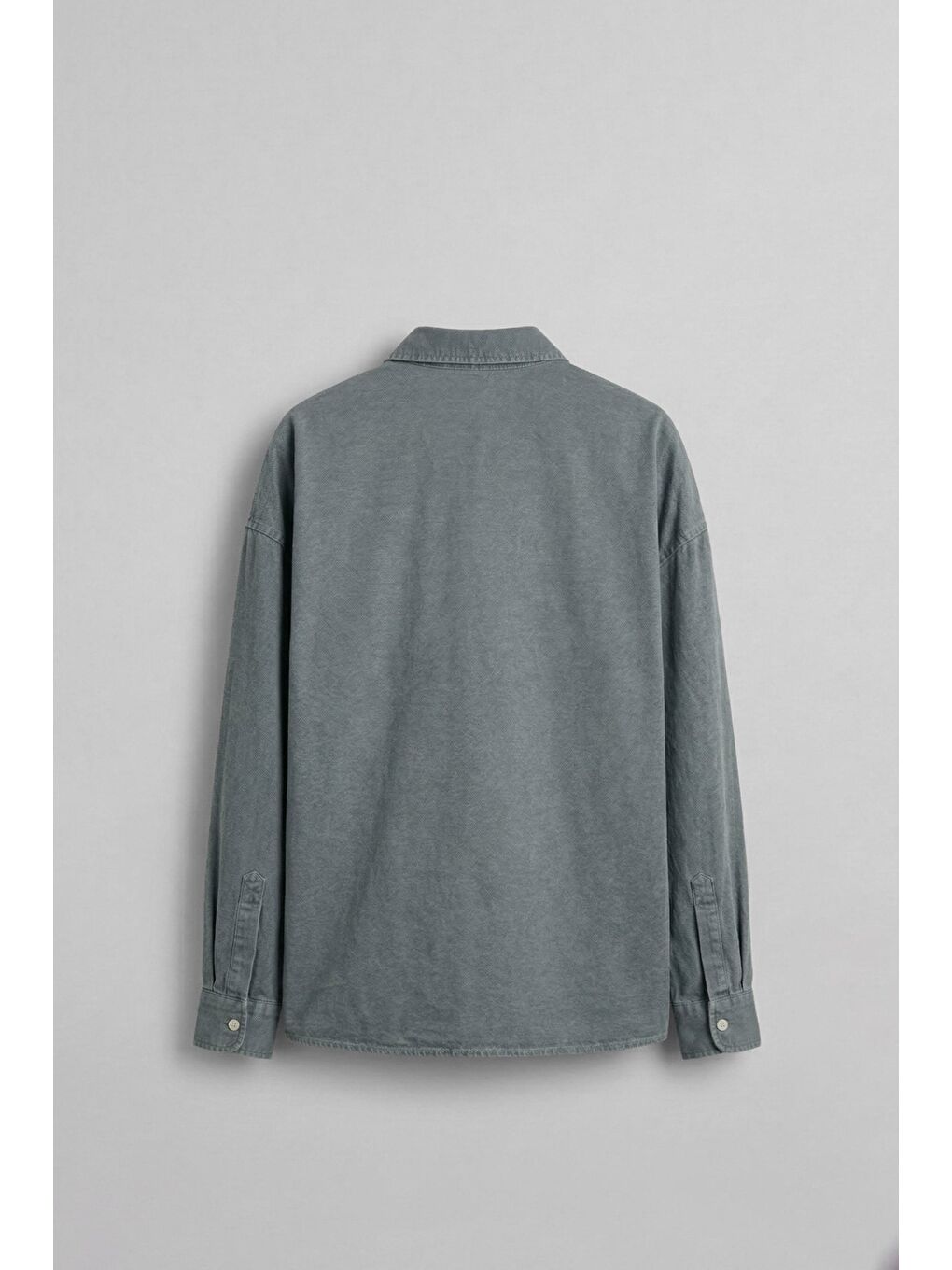 Erkek Oversize Yıkamalı Gömlek Gri-1