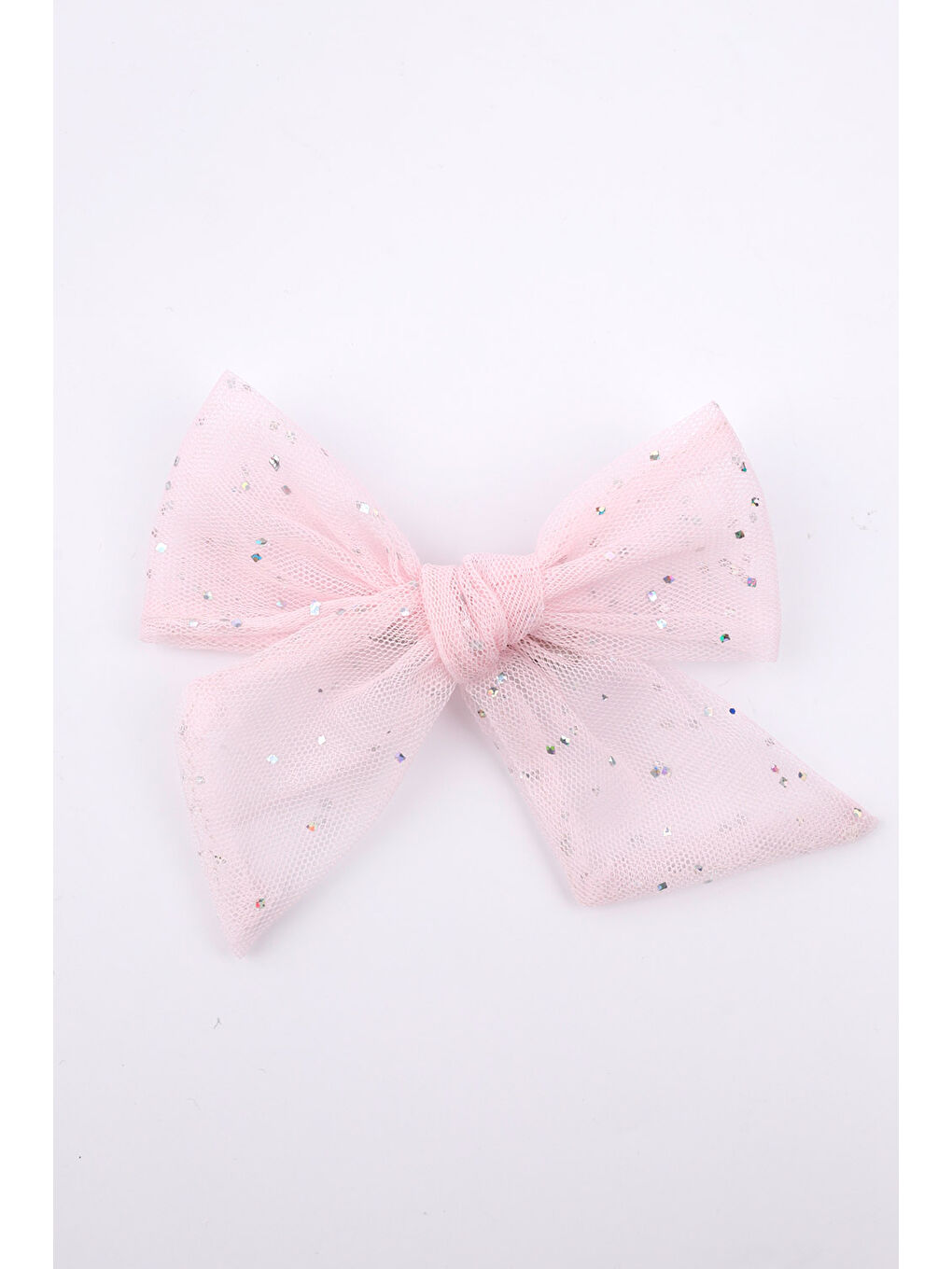 Pembe Pudra Simli Tül Fiyonk Kız Çocuk Klips Toka-1