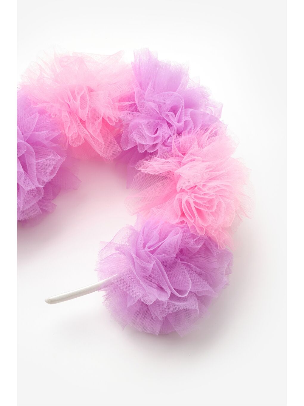 Pembe Lila 5'li Tül Ponponlu Kız Çocuk Taç-1