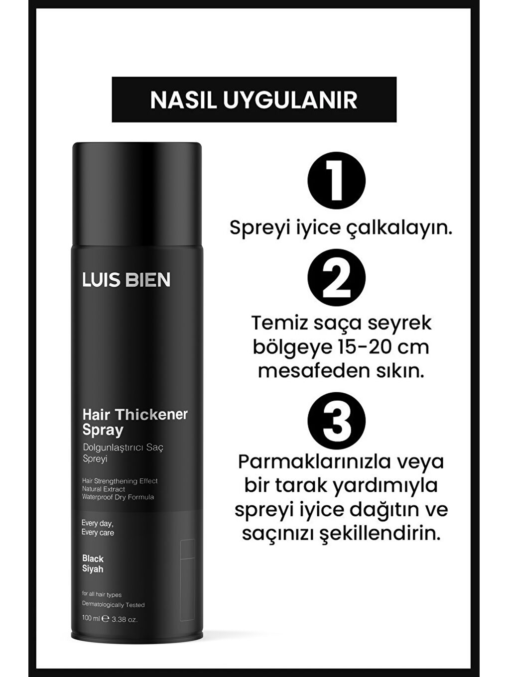 Dolgunlaştırıcı Saç Spreyi-Siyah-1