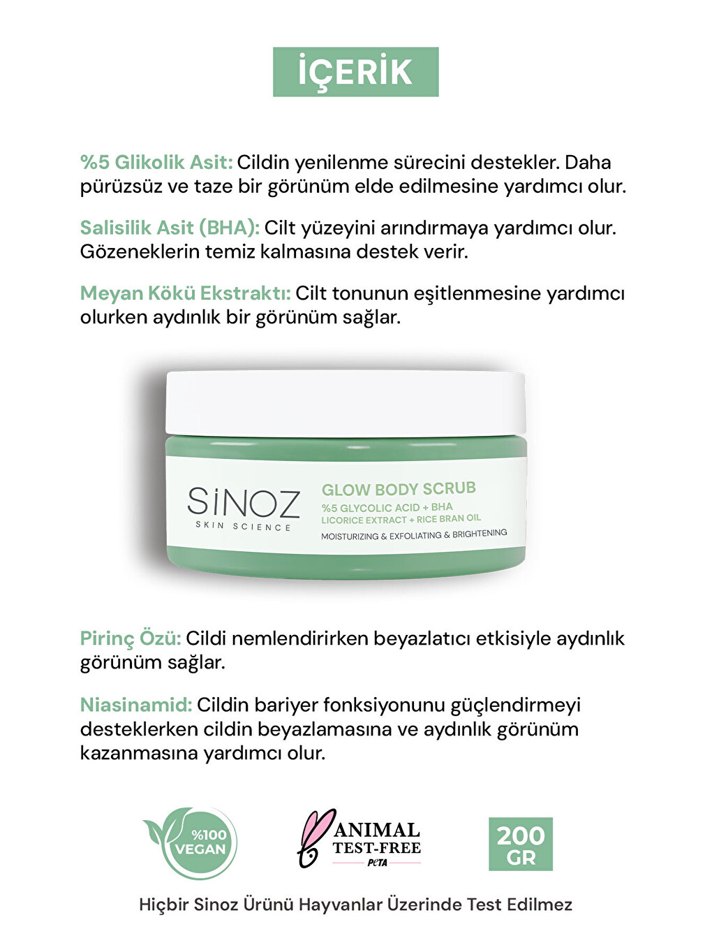 Nemlendirici, Arındırıcı ve Aydınlatıcı Glow Vücut Peelingi %5 Glikolik Asit 200 gr-2