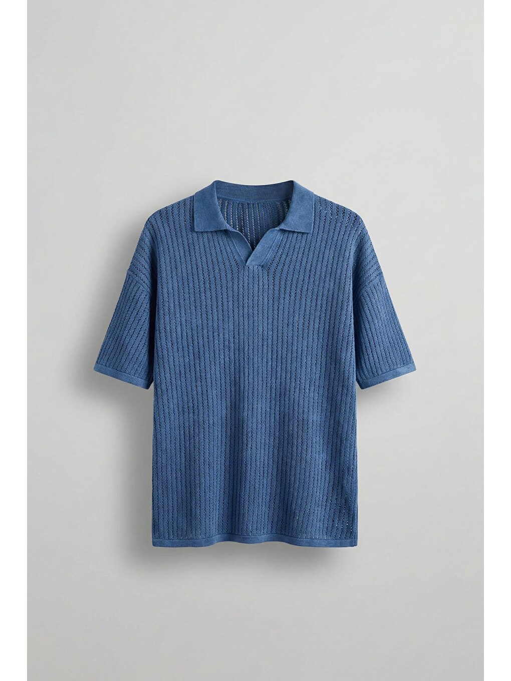 Erkek Polo Yaka Regular Fit Triko Tişört Koyu Mavi