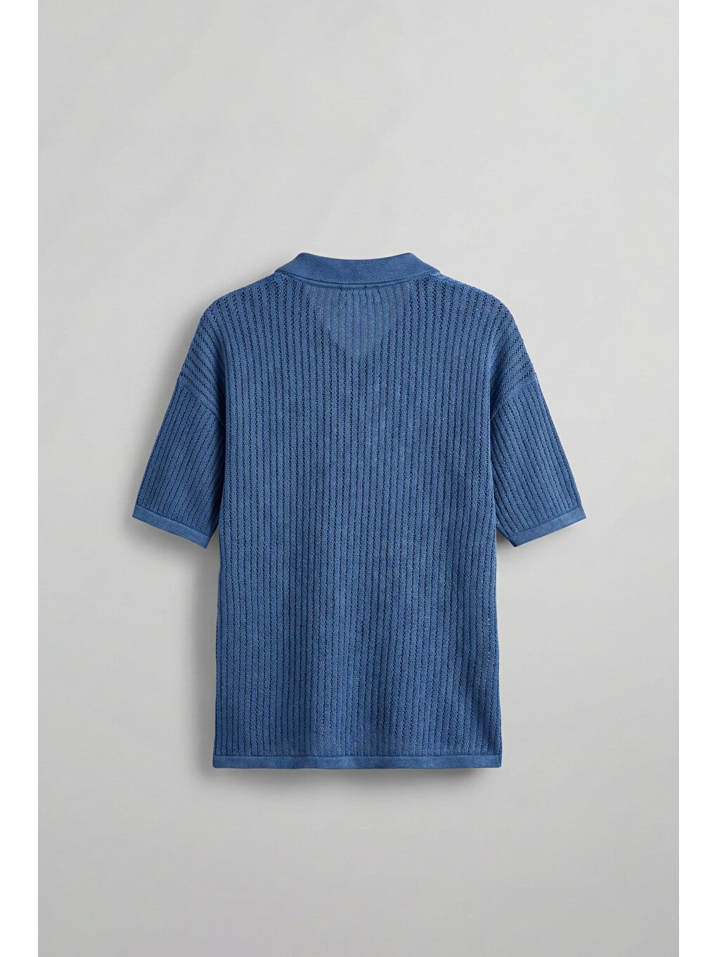 Erkek Polo Yaka Regular Fit Triko Tişört Koyu Mavi-1