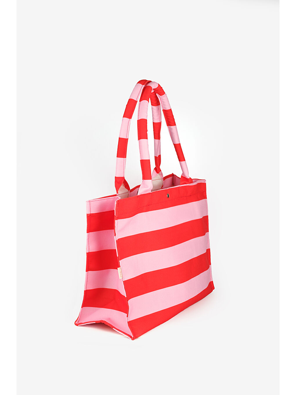 Pembe Çizgili Kadın Plaj Çantası-1