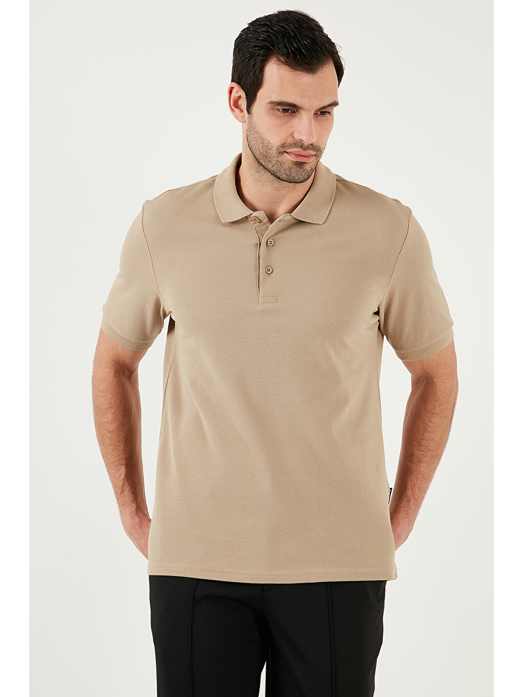 Bej Pamuk Regular Fit Düğmeli 2'li Paket Polo Yaka %100 Pamuk Tişört 5902127S2-2