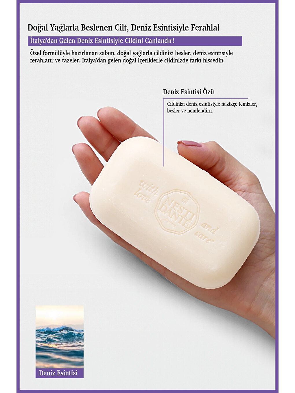 With Love And Care Aqua Dea Marine Katı Sabun 250 gr | Deniz Esintisi | Nemlendirici | Banyo Sabunu-2