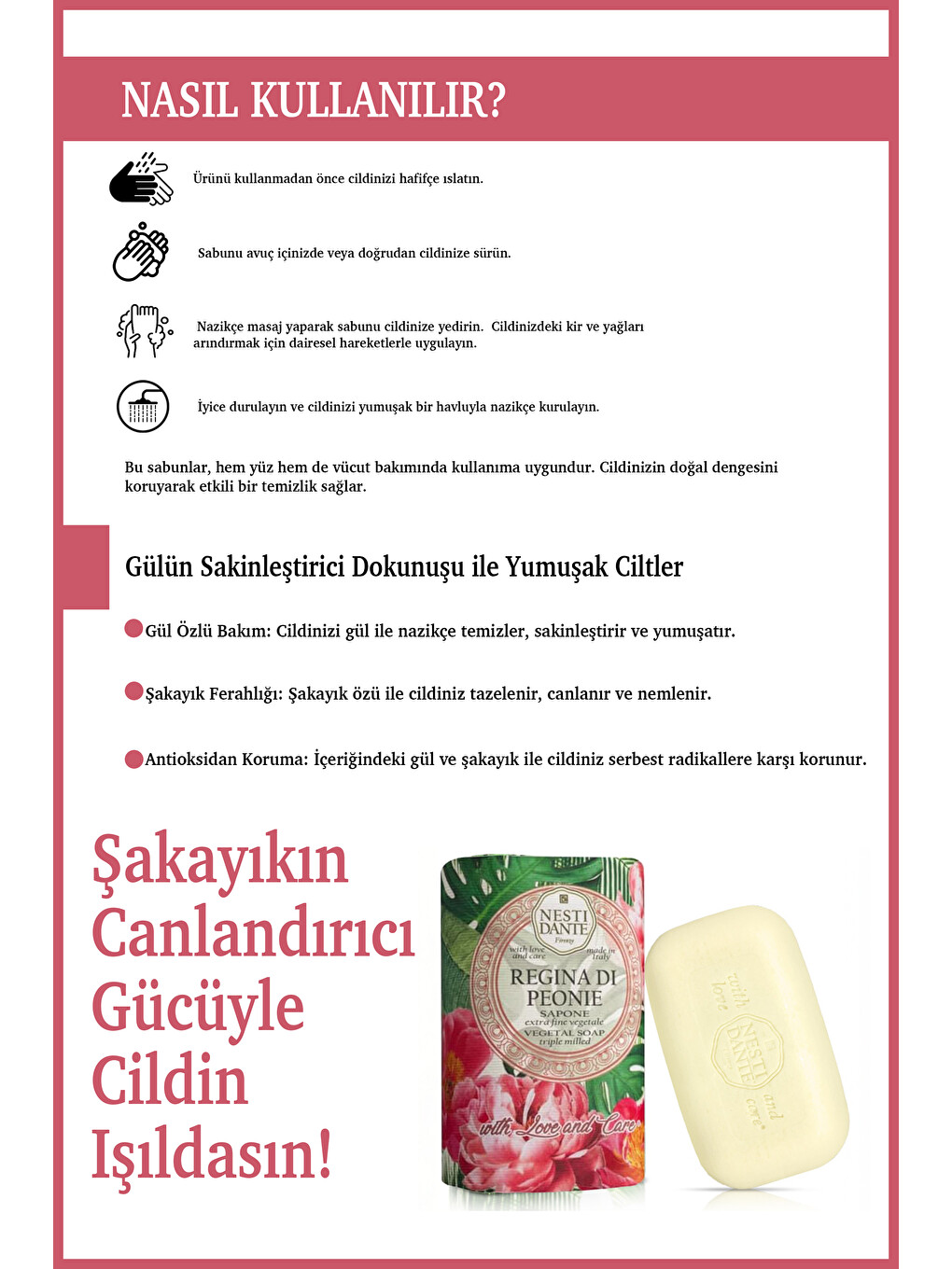 With Love And Care Regina Di Peonie Katı Sabun 250 gr | Gül ve Şakayık | Antioksidan | Banyo Sabunu-3