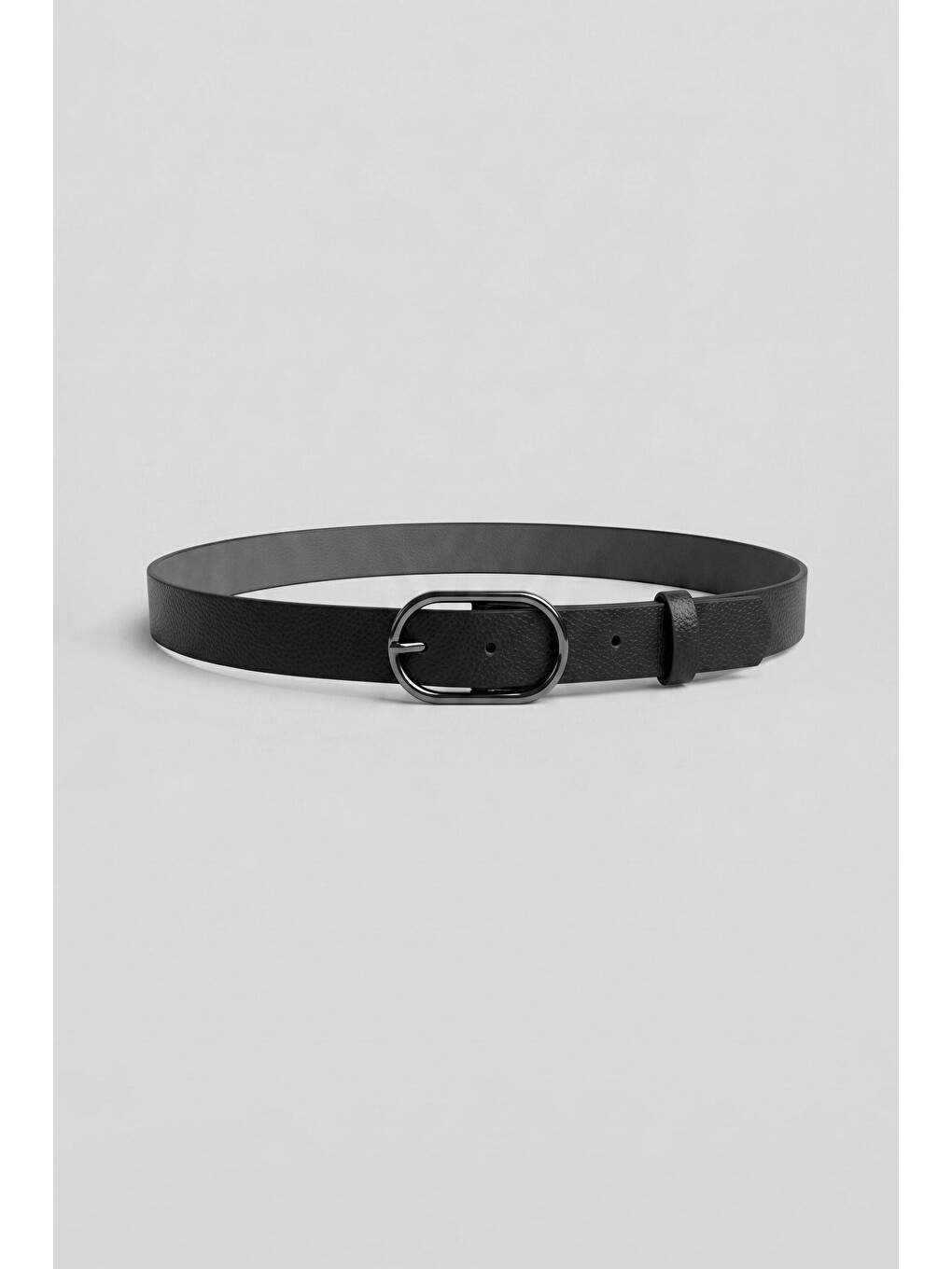 Erkek Minimal Oval Tokalı Kemer Siyah