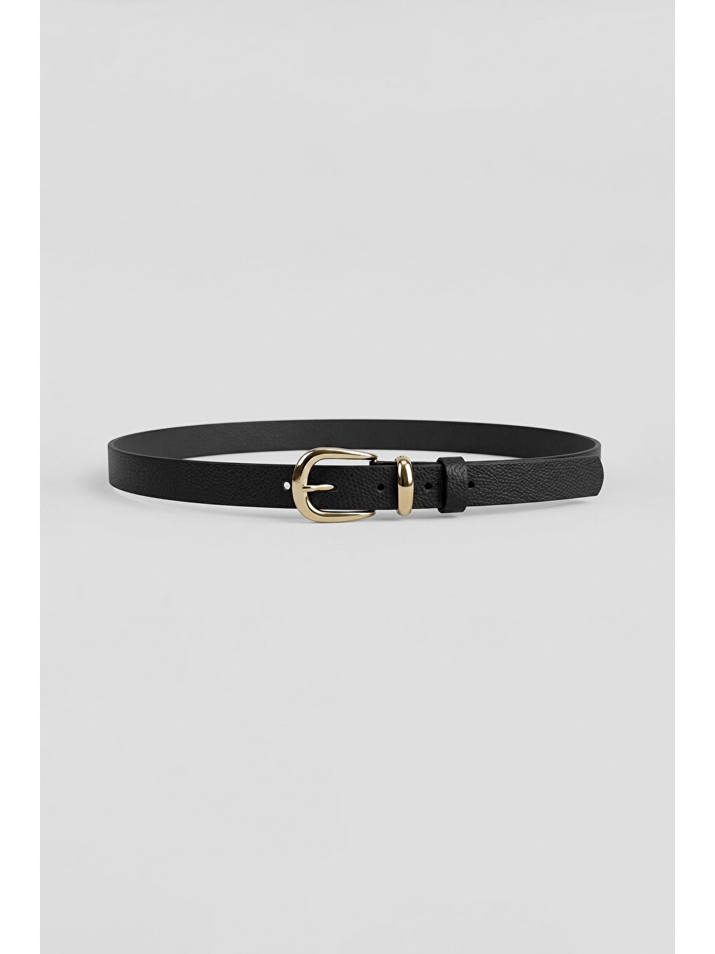 Erkek Modern İnce Gold Tokalı Casual Kemer Siyah