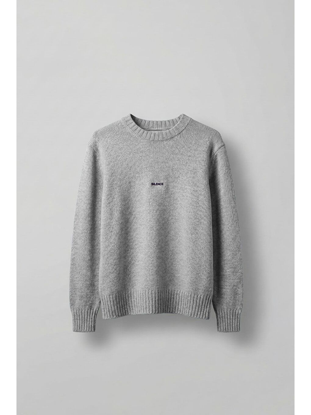 Erkek Regular Fit Bisiklet Yaka Kazak Gri