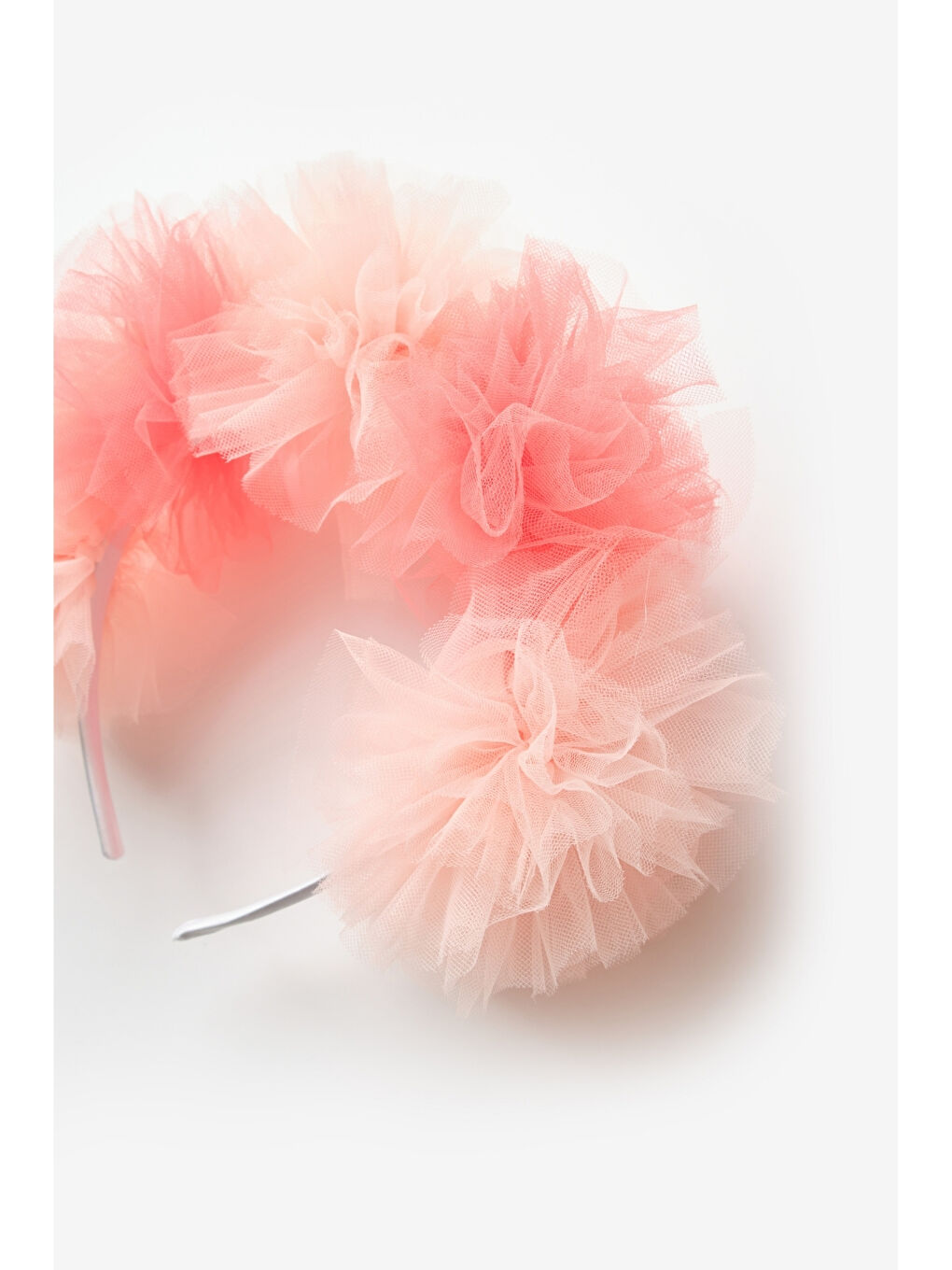 Pembe Pudra 5'li Tül Ponponlu Kız Çocuk Taç-4