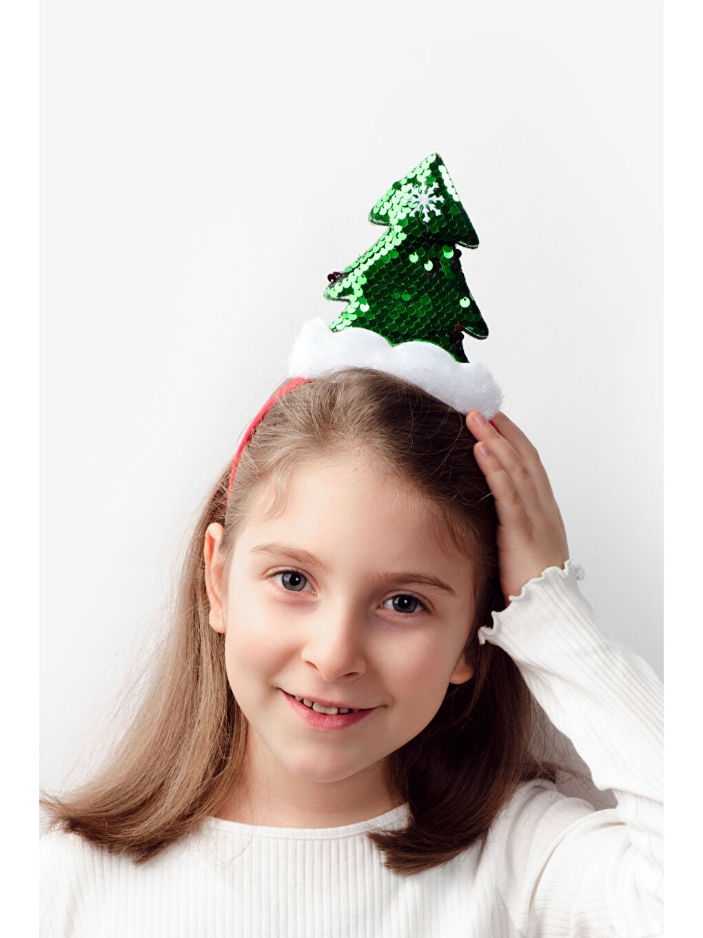 Yeşil Pullu Çam Ağacı Kız Çocuk Taç-3