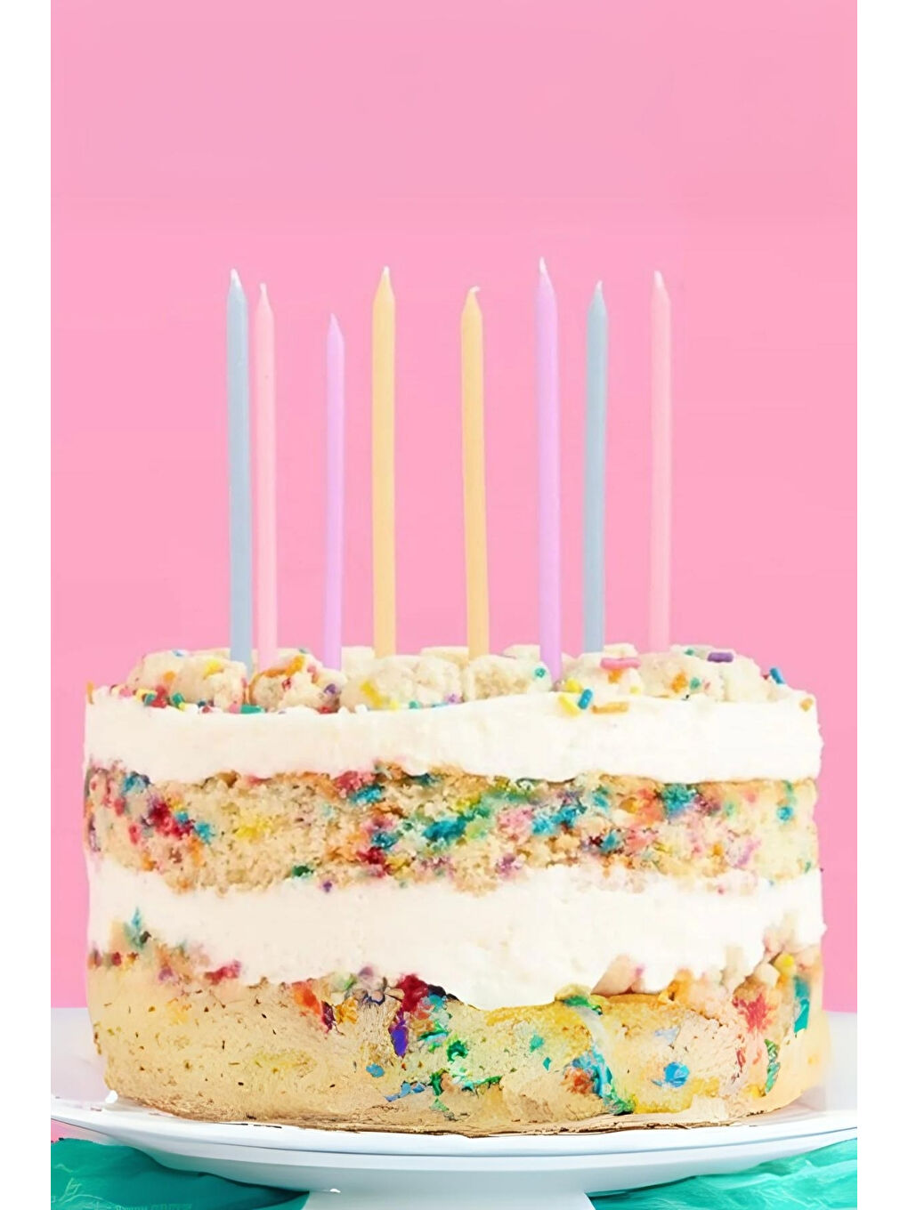 Karışık Çok Renkli 8'li Makaron Mum-1