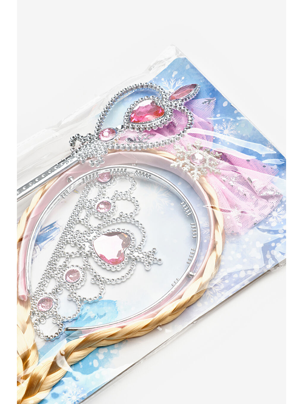 Pembe Elsa Model Kız Çocuk Asa Taç Set-1