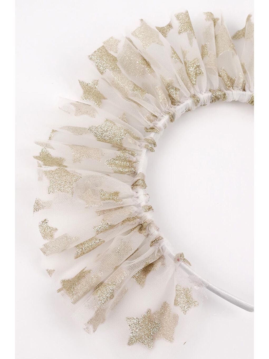 Beyaz Üzeri Büyük Yıldızlı Kız Çocuk Tül Taç-1