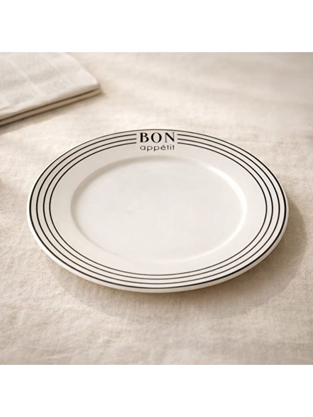 Kitchen Elegant Curves Porselen Servis Tabağı - Siyah / Beyaz - 25 cm