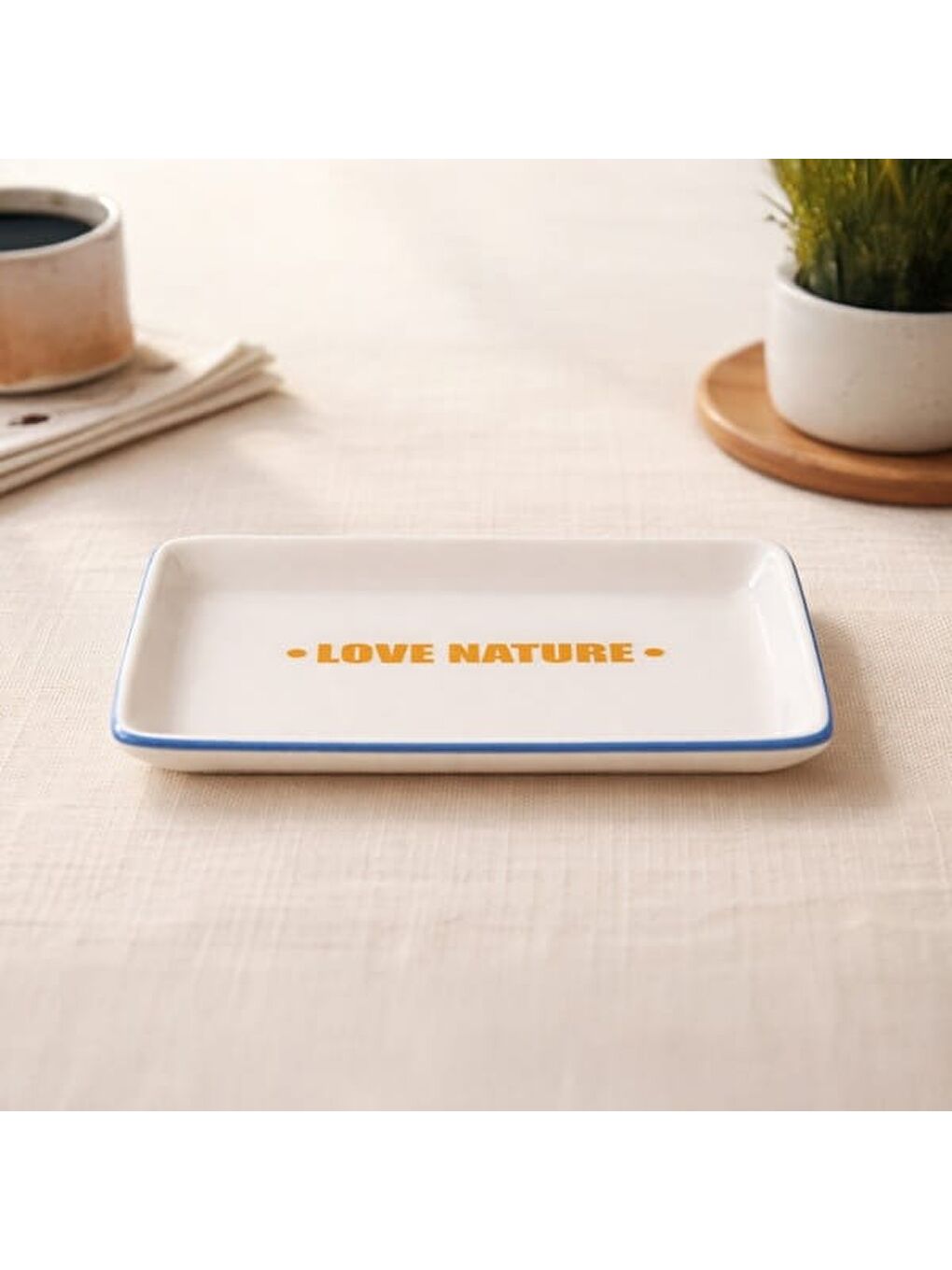 Kitchen Love Nature Servis Tabağı - Sarı / Mavi - 13x18 cm