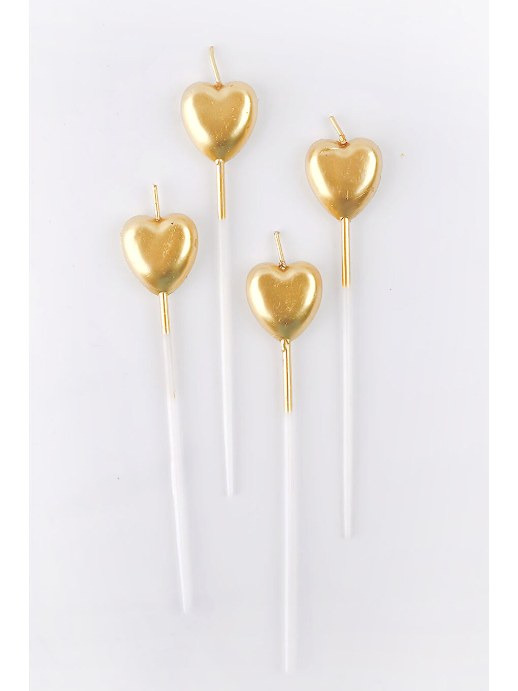 Sarı Altın 4'lü Kalp Mum-1