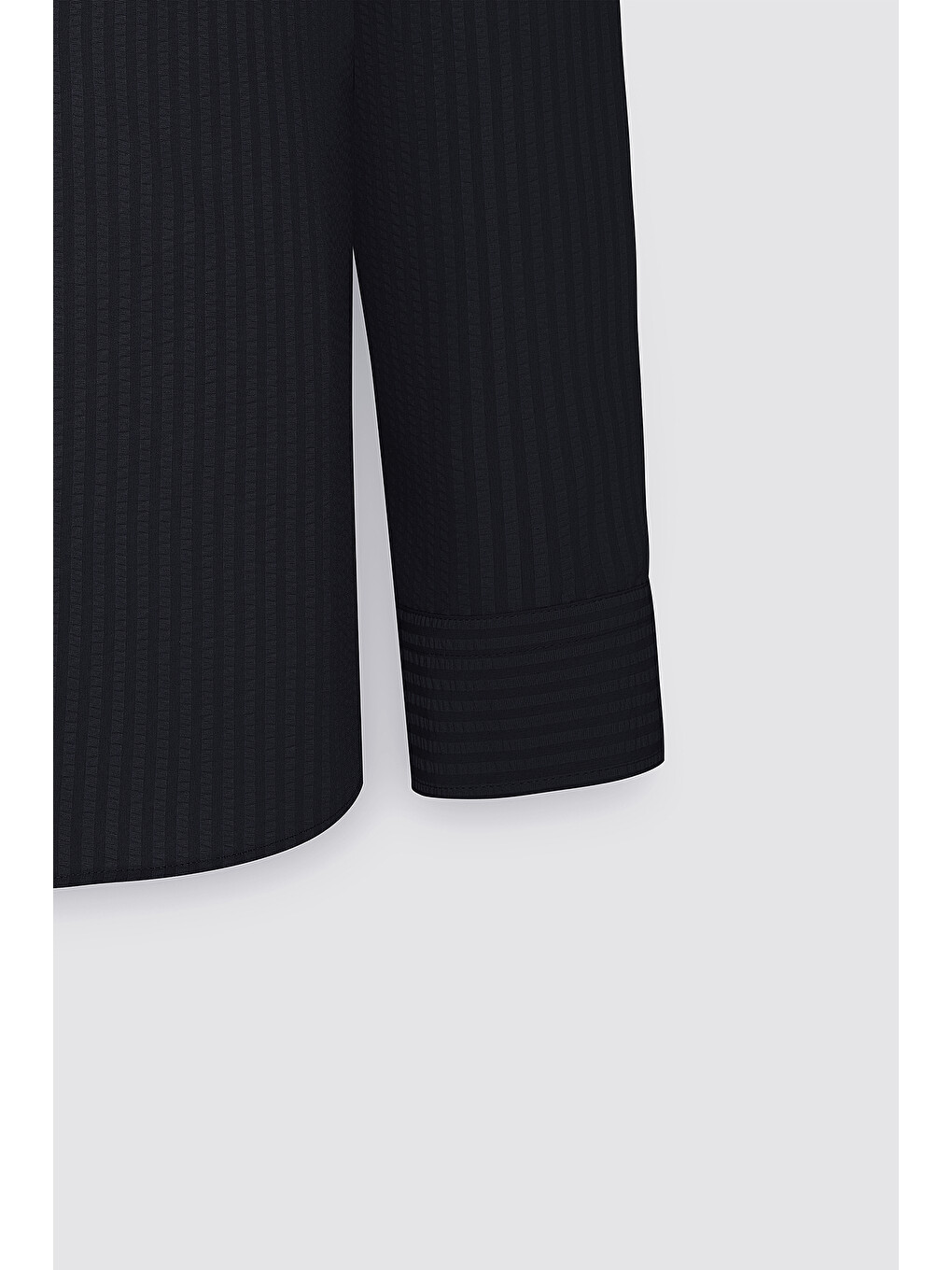 Erkek Siyah Slim Fit Dar Kesim Keten Görünümlü Gofre Desenli Düğmeli Yaka Gömlek-7