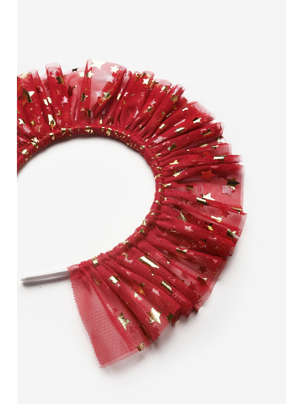 Kırmızı Üzeri Yıldızlı Kız Çocuk Tül Taç-1