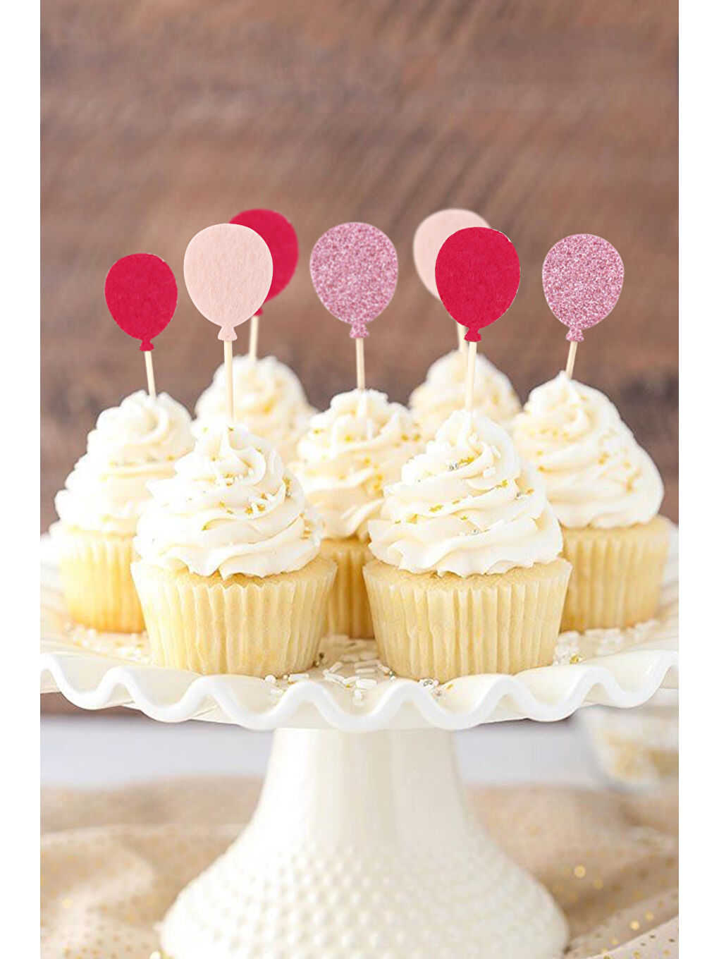 Pembe Happy Birthday Balon Pasta Süsü-1