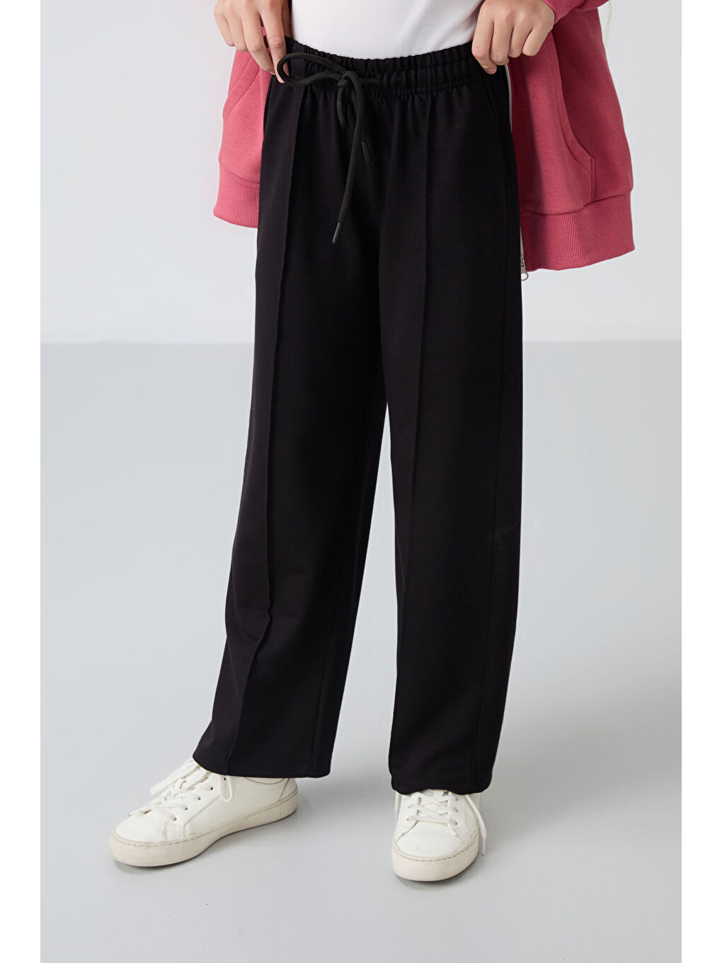 Standart Fit 2li Paket Siyah-Kar Melanj Kız Çocuk Eşofman Alt -75144-2