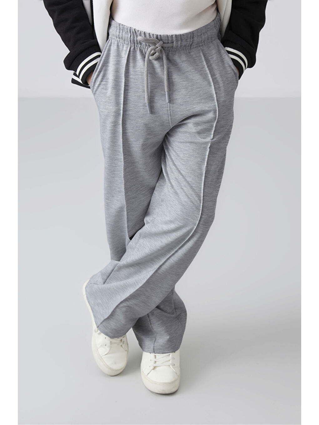 Standart Fit 2li Paket Siyah-Kar Melanj Kız Çocuk Eşofman Alt -75144-3