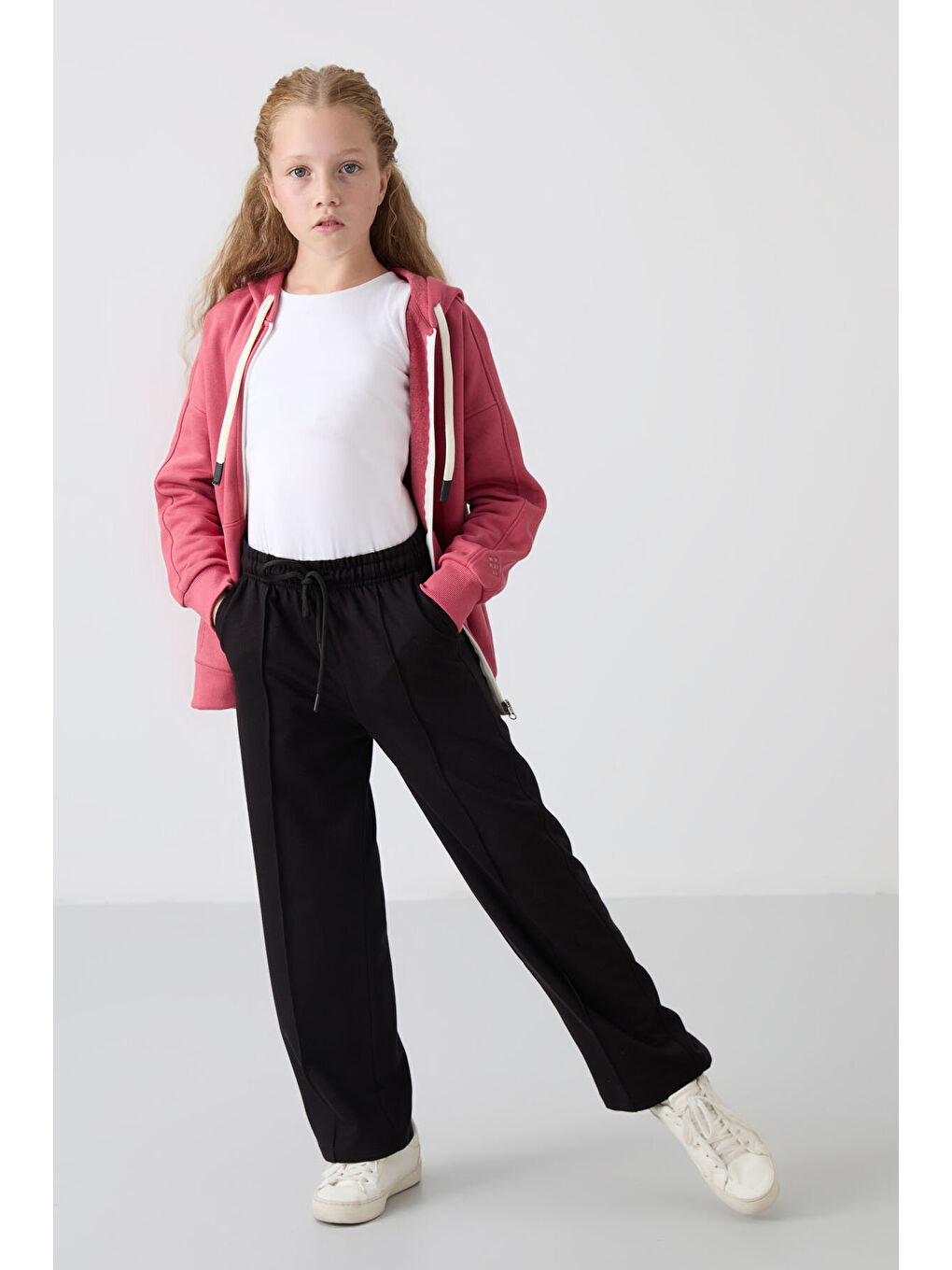 Standart Fit 2li Paket Siyah-Kar Melanj Kız Çocuk Eşofman Alt -75144-4