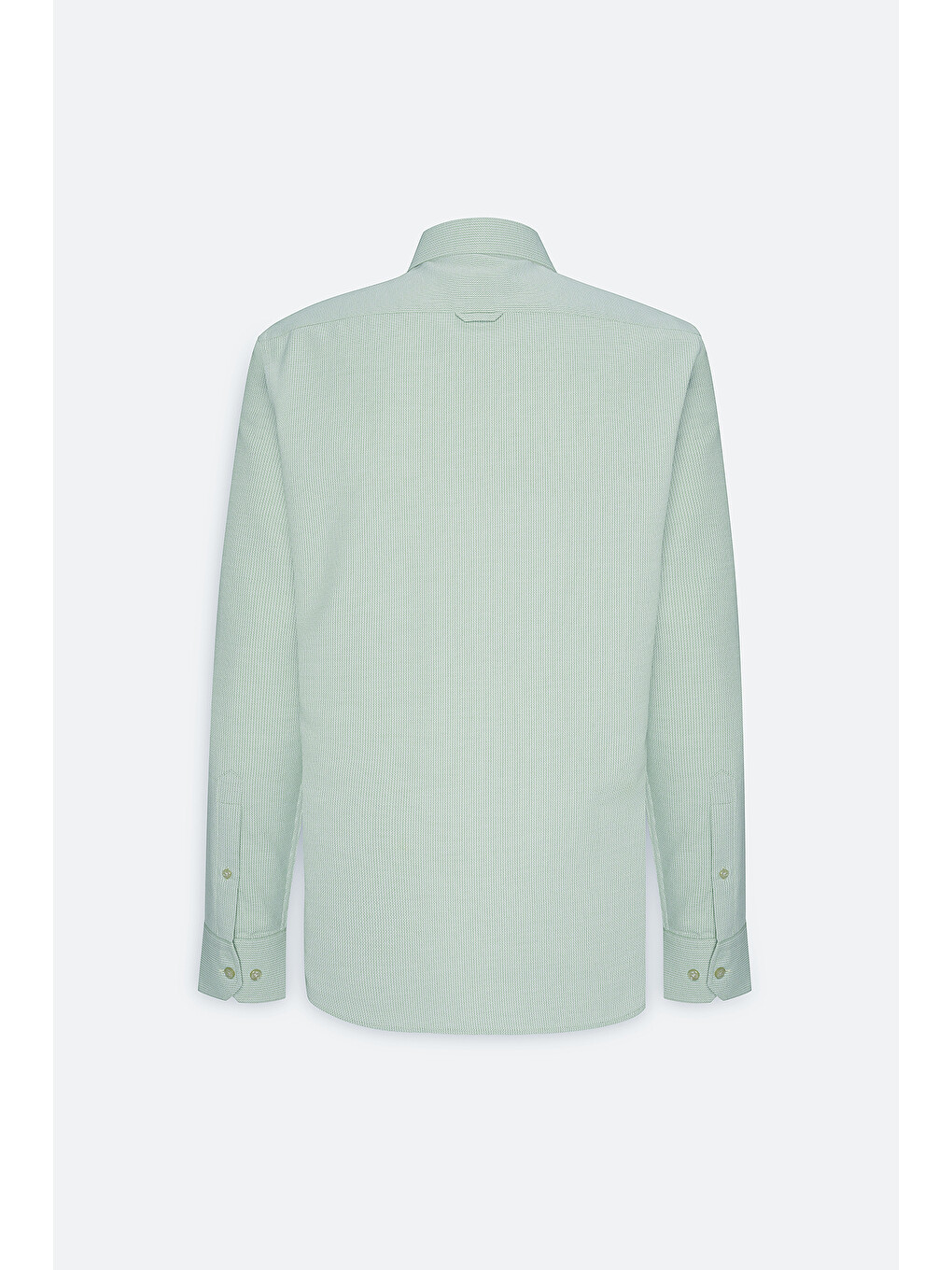Erkek Yeşil Slim Fit Dar Kesim Düğmeli Yaka Armürlü Pamuklu Gömlek-10