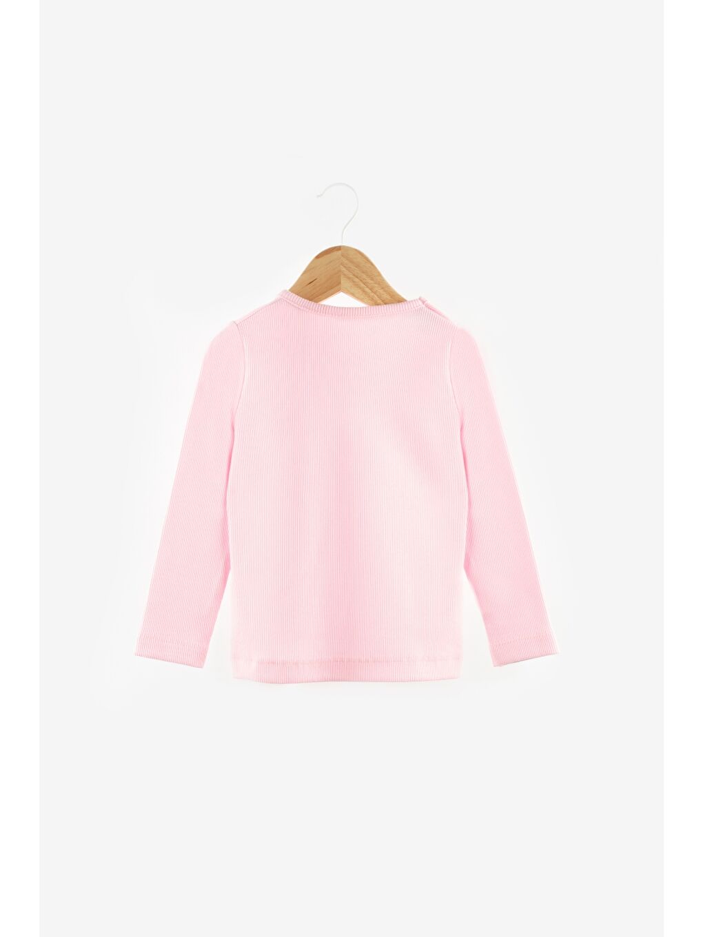 Pembe Kalp Nakışlı Fitilli Kız Çocuk Tişört-1