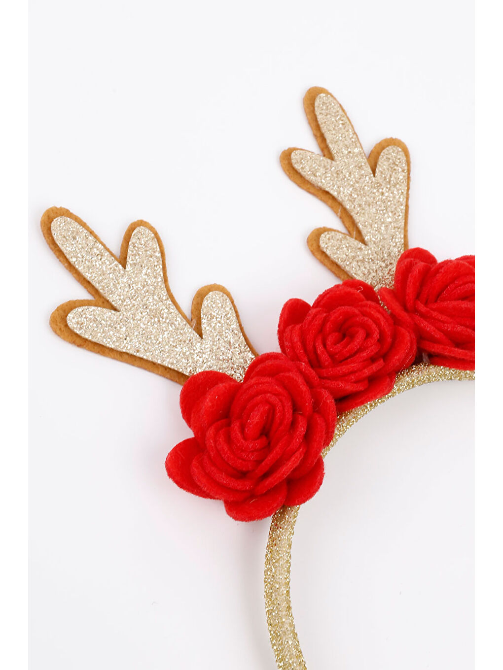 Kırmızı Gül Detaylı Geyik Boynuzu Kız Çocuk Taç-2
