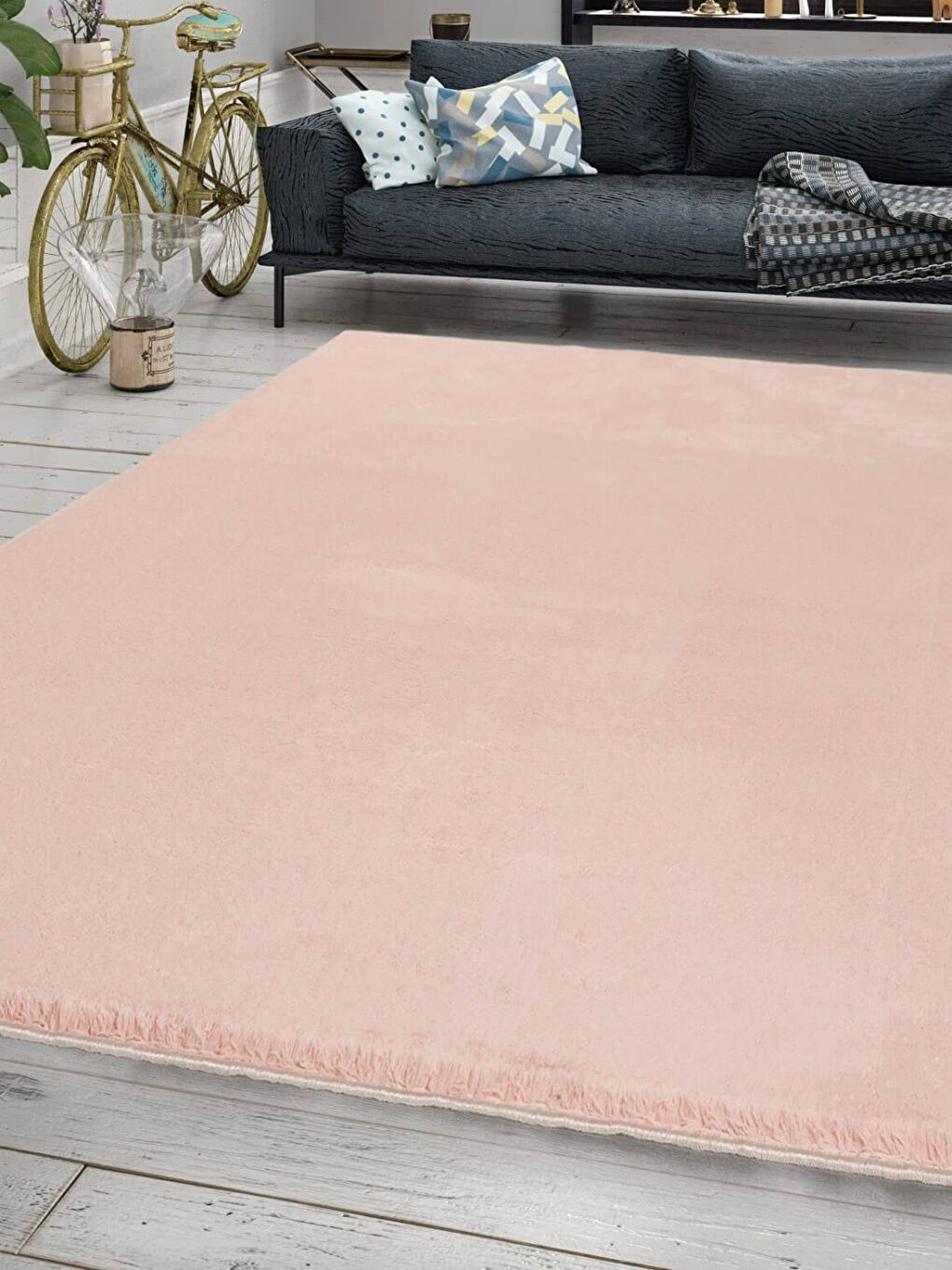 Pembe Royal Püsküllü Halı 160x220 Pudra