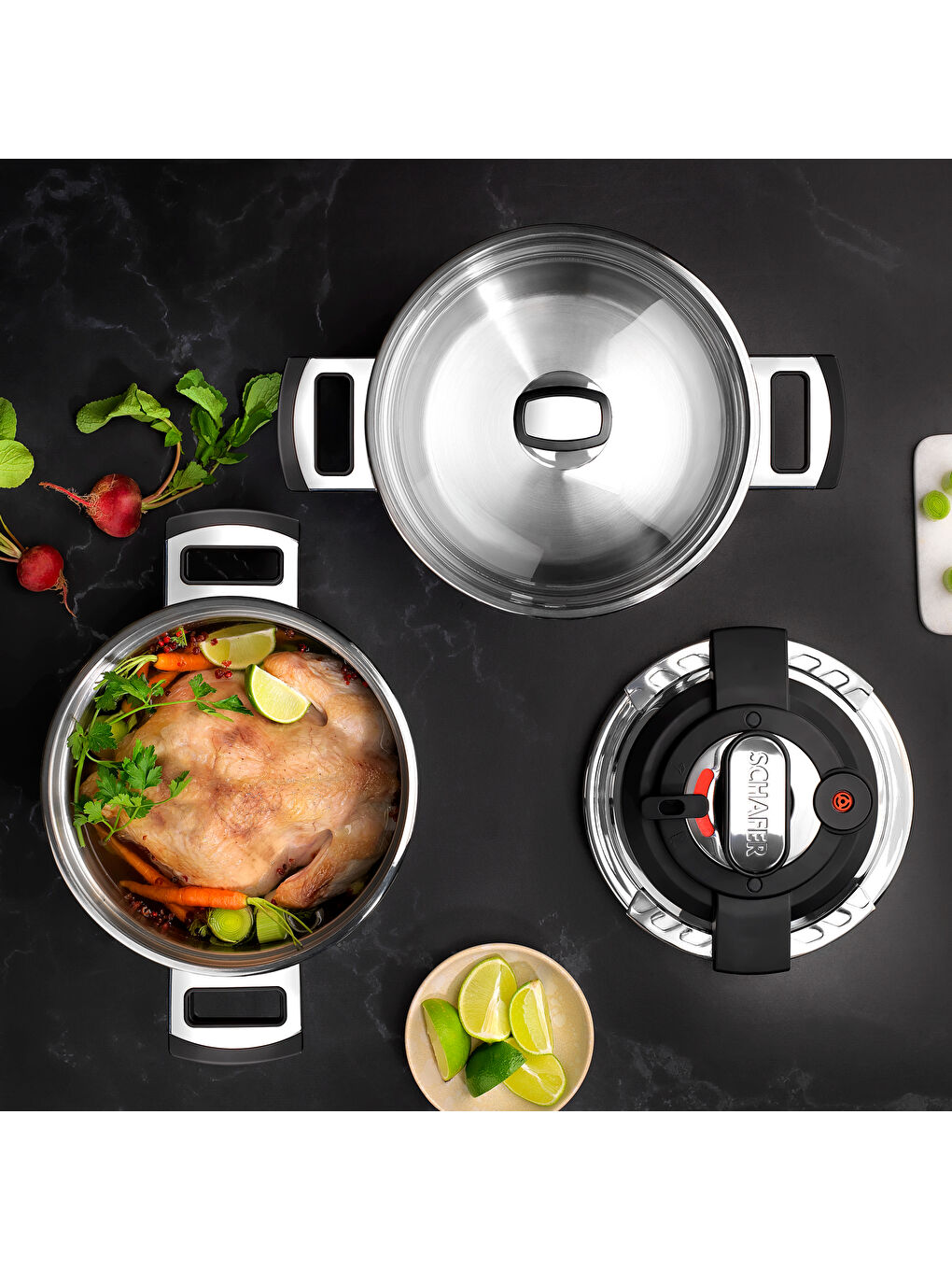 n-Safe 2 li Düdüklü Tencere Seti 4 Parça-Siyah-4