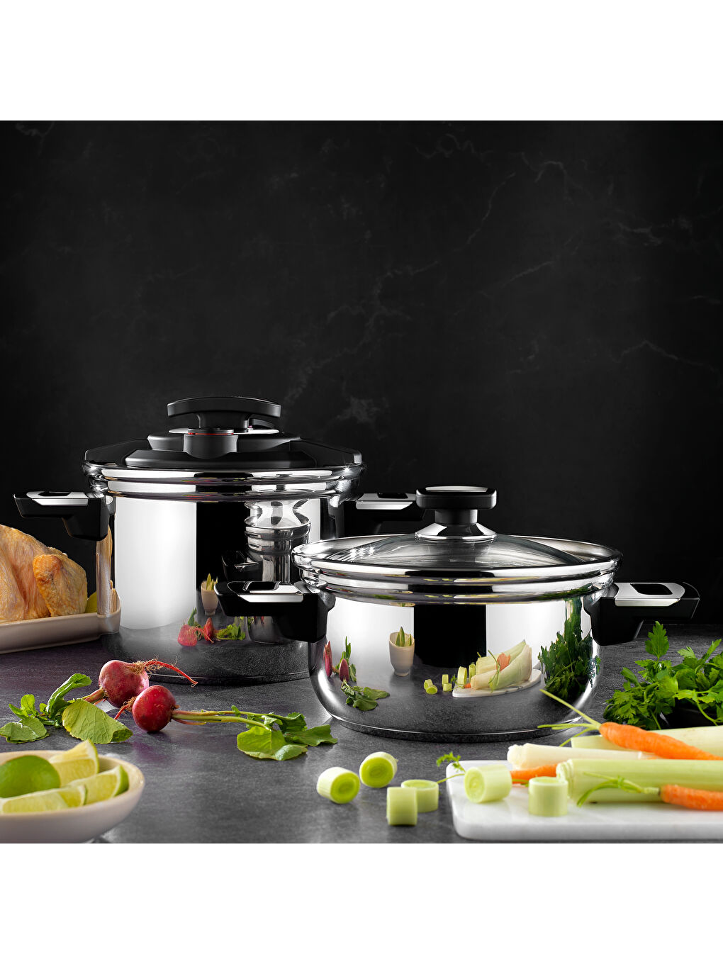 n-Safe 2 li Düdüklü Tencere Seti 4 Parça-Siyah-5