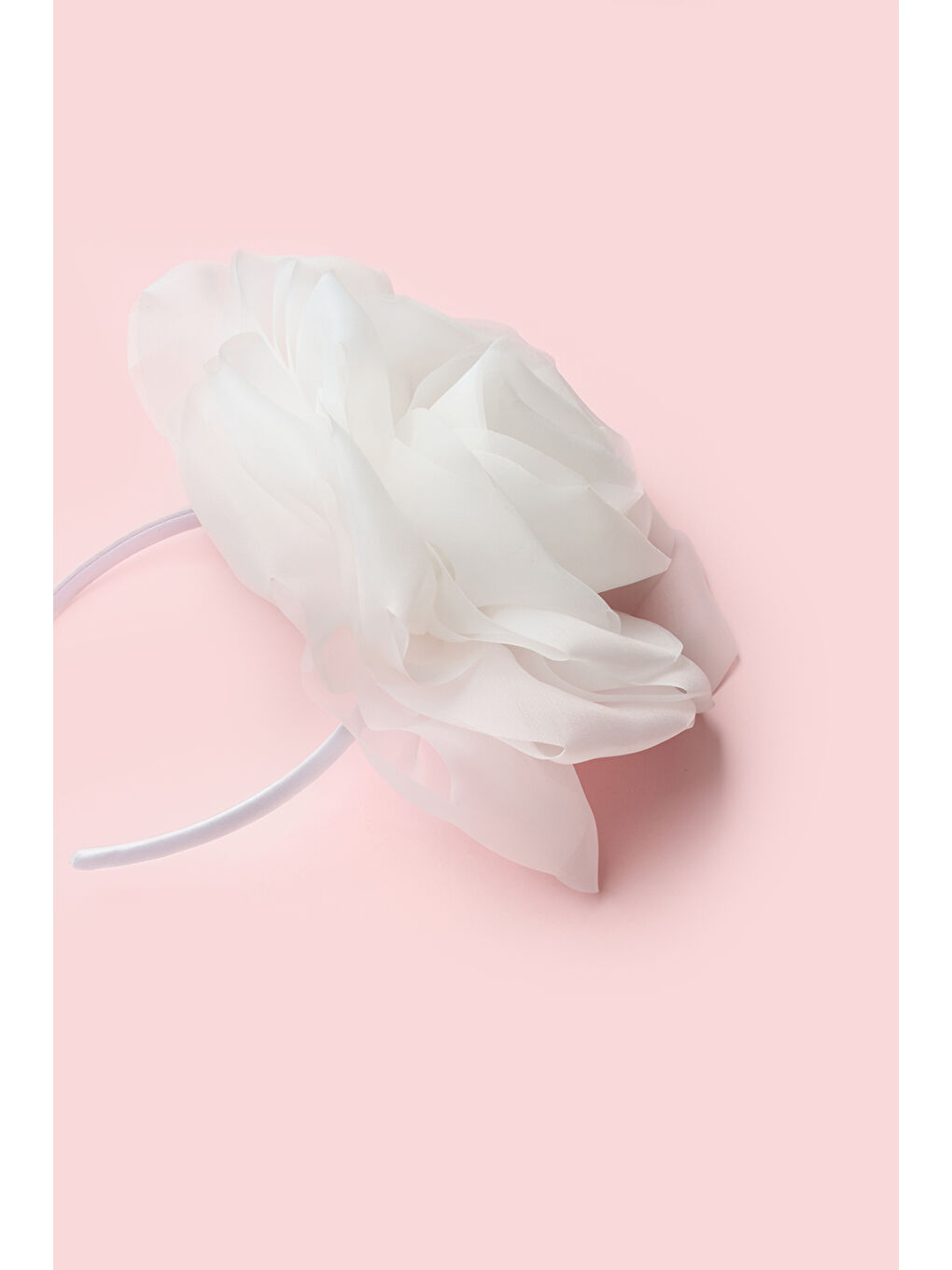 Beyaz Büyük Gül Detaylı Kız Çocuk Taç-1