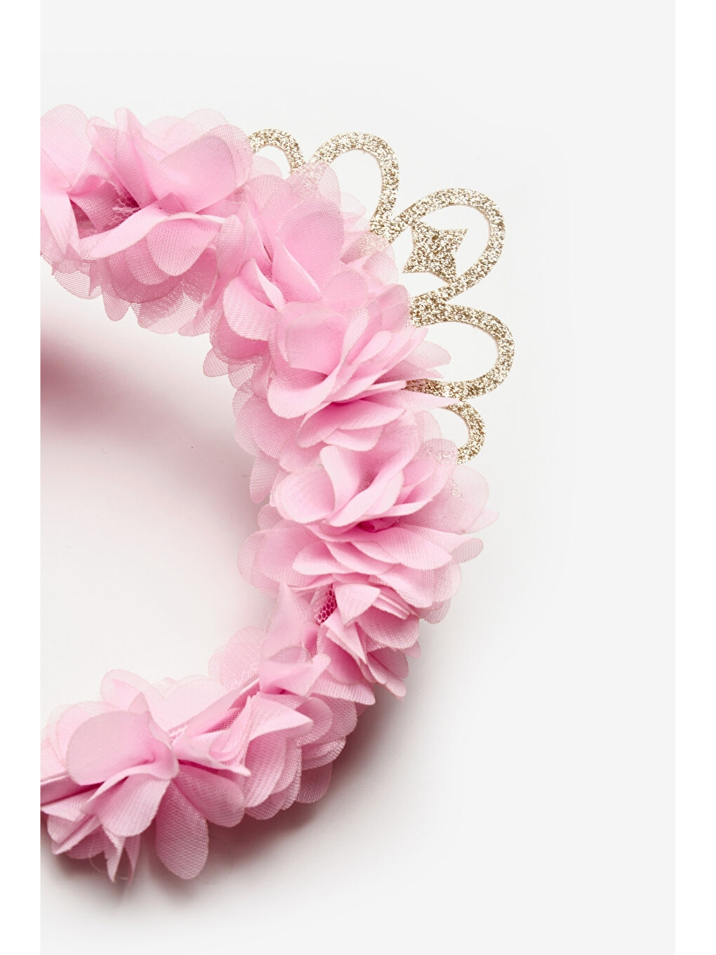 Pembe Prenses Figürlü Çiçekli Kız Çocuk Taç-1