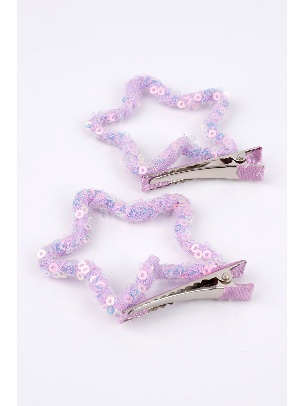 Lila Payetli Yıldız İkili Kız Çocuk Klips Toka-1