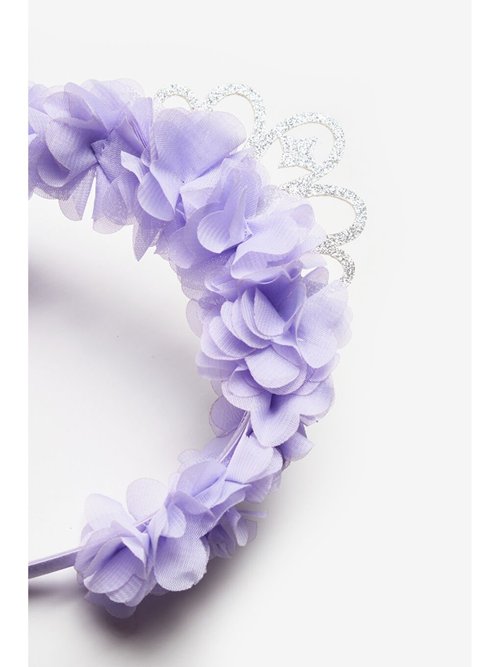 Lila Prenses Figürlü Çiçekli Kız Çocuk Taç-1