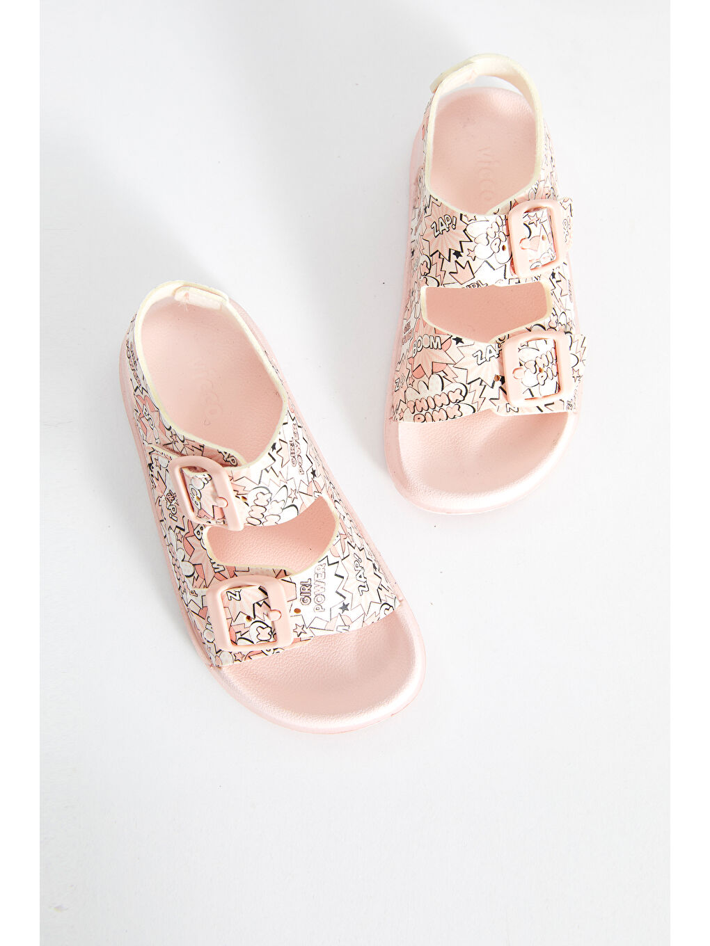 Pembe Miyu II Baskılı Kız Bebek Pudra Sandalet-4