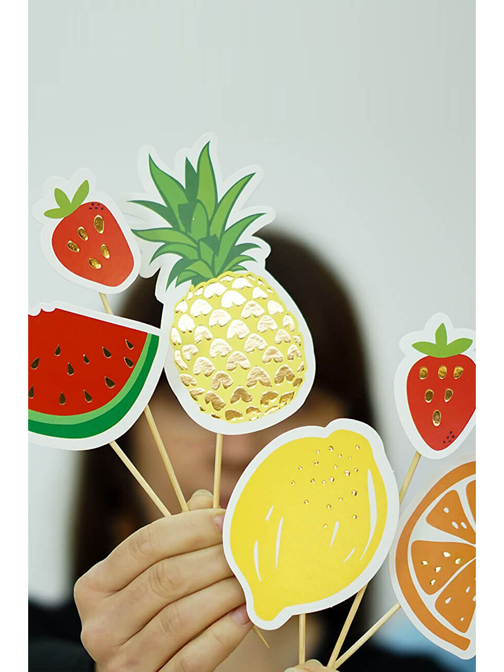 Karışık Çok Renkli Meyve 6'lı Pasta Süsü-1