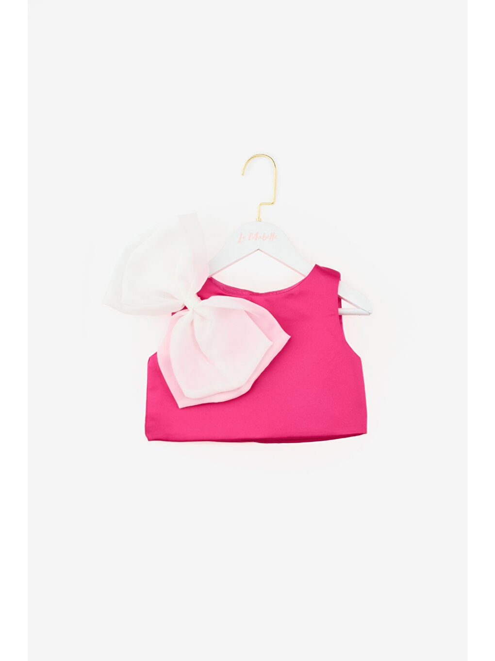 Fuşya Organze Fiyonklu Kız Çocuk İkili Takım - Gale-5